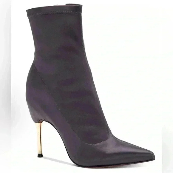 BCBGMAXAZRIA Women’s‎ Gray Stretch Satin Jolie Booties Size 7. - Picture 1 of 11